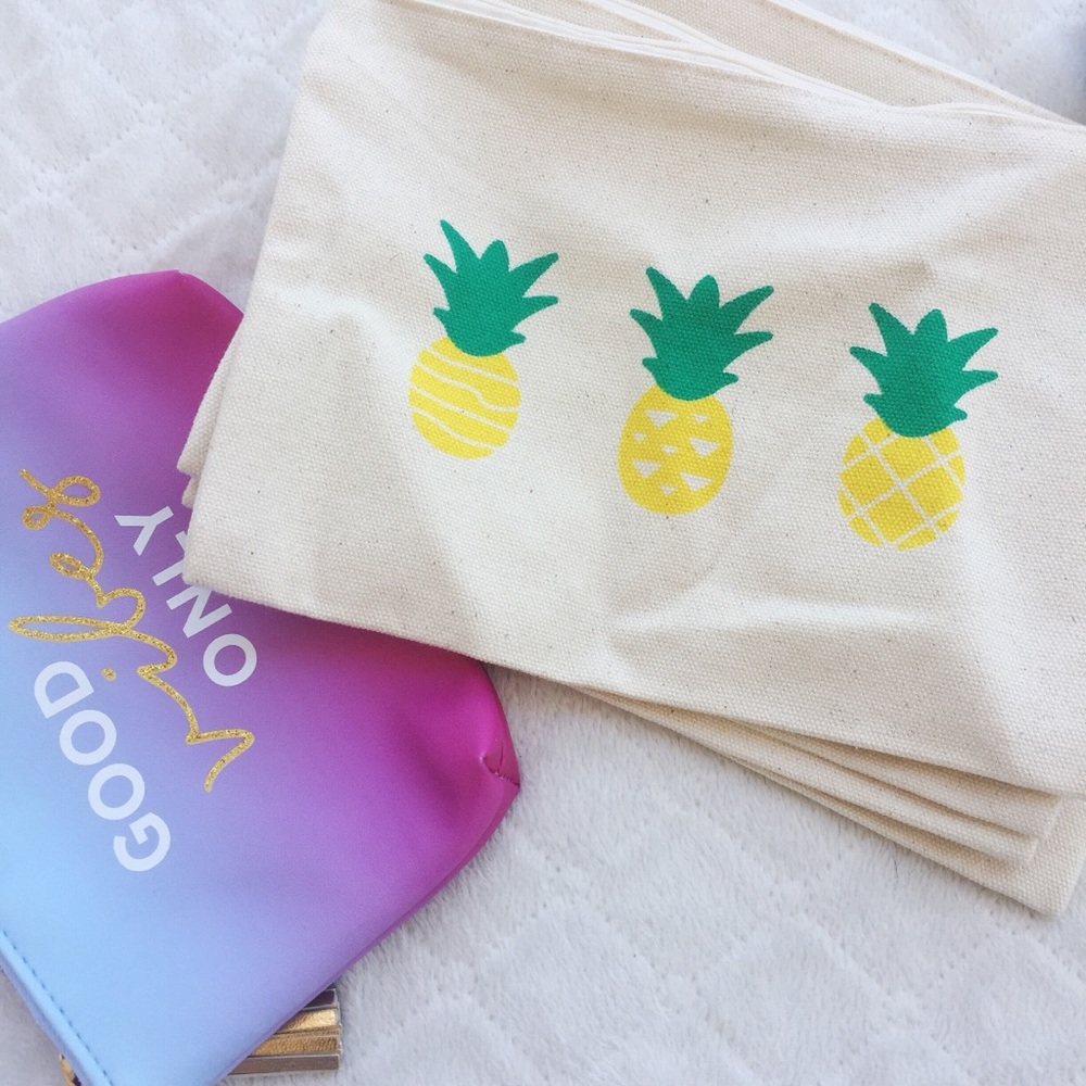 pineapple print canvas makeup bags